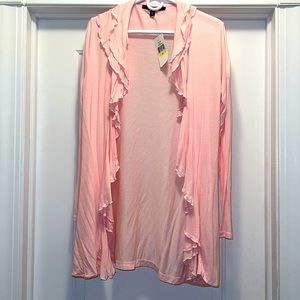 Women’s Medium Fever Pink Ruffled Cardigan